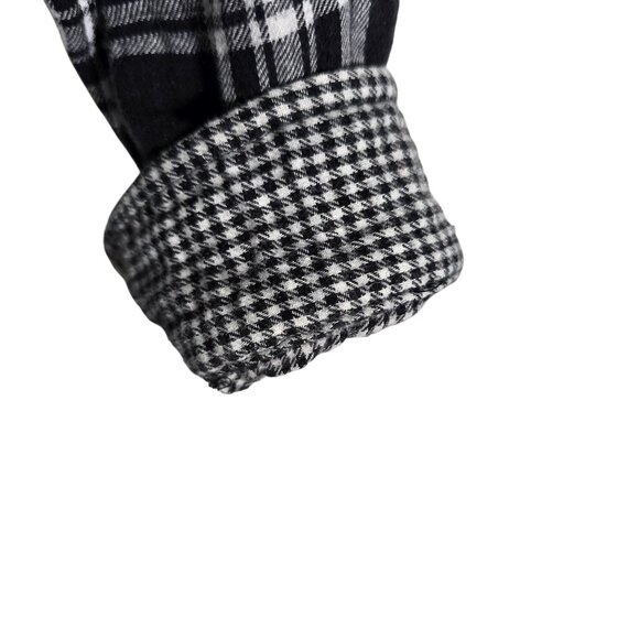 L.L .Bean Women's Long Sleeve Flannel Shirt Large Button Up Black/Gray/White - Picture 5 of 6
